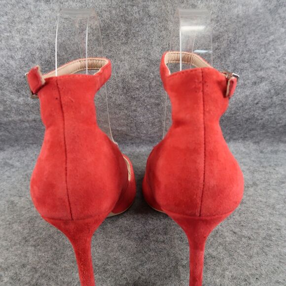 Charles David Shoes Womens 9 Pumps Ankle Strap Suede Red Pointed Toe Formal Sexy - Picture 7 of 16